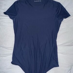 Abercrombie & Fitch Navy Soft Matte Seamless Tee Bodysuit
